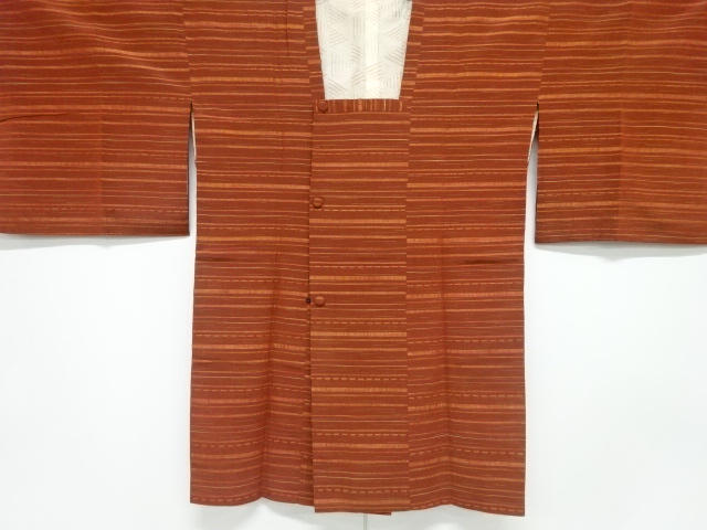 JAPANESE KIMONO / VINTAGE MICHIYUKI COAT / SILK / WOVEN STRIPE